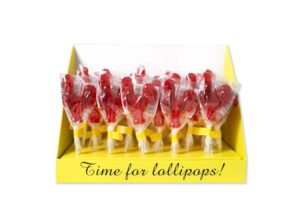 Czerwone lizaki w pudełku